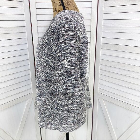Loft Boucle Textured Bell Sleeve Knit Top Black Multi Large - Picture 3 of 12